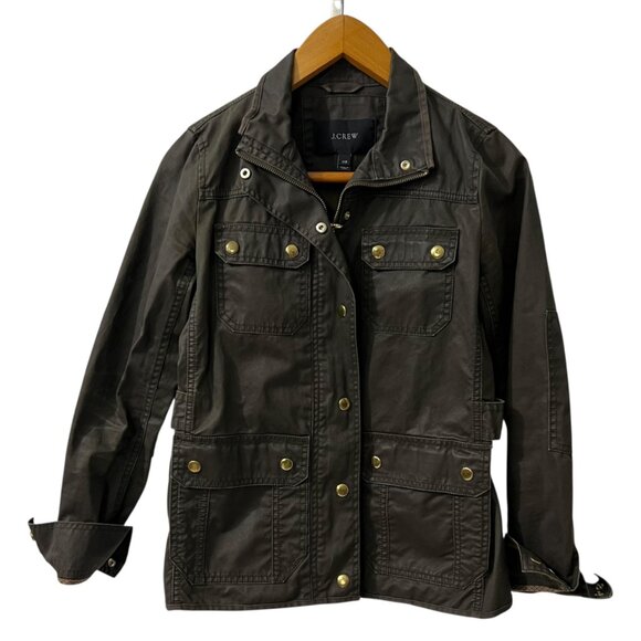J.Crew Oilcloth Waxed Cotton Preppy Cabin Chic Utility Field Jacket XXS - Picture 2 of 7